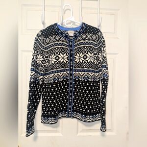 LL Bean Women's Med Fair Isle button cardigan